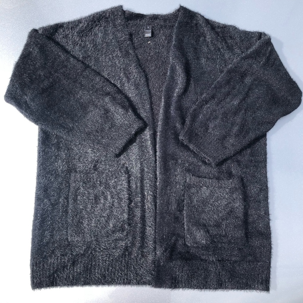 Factorie Recycled Materials Soft Cardigan Sweater Black Size Large